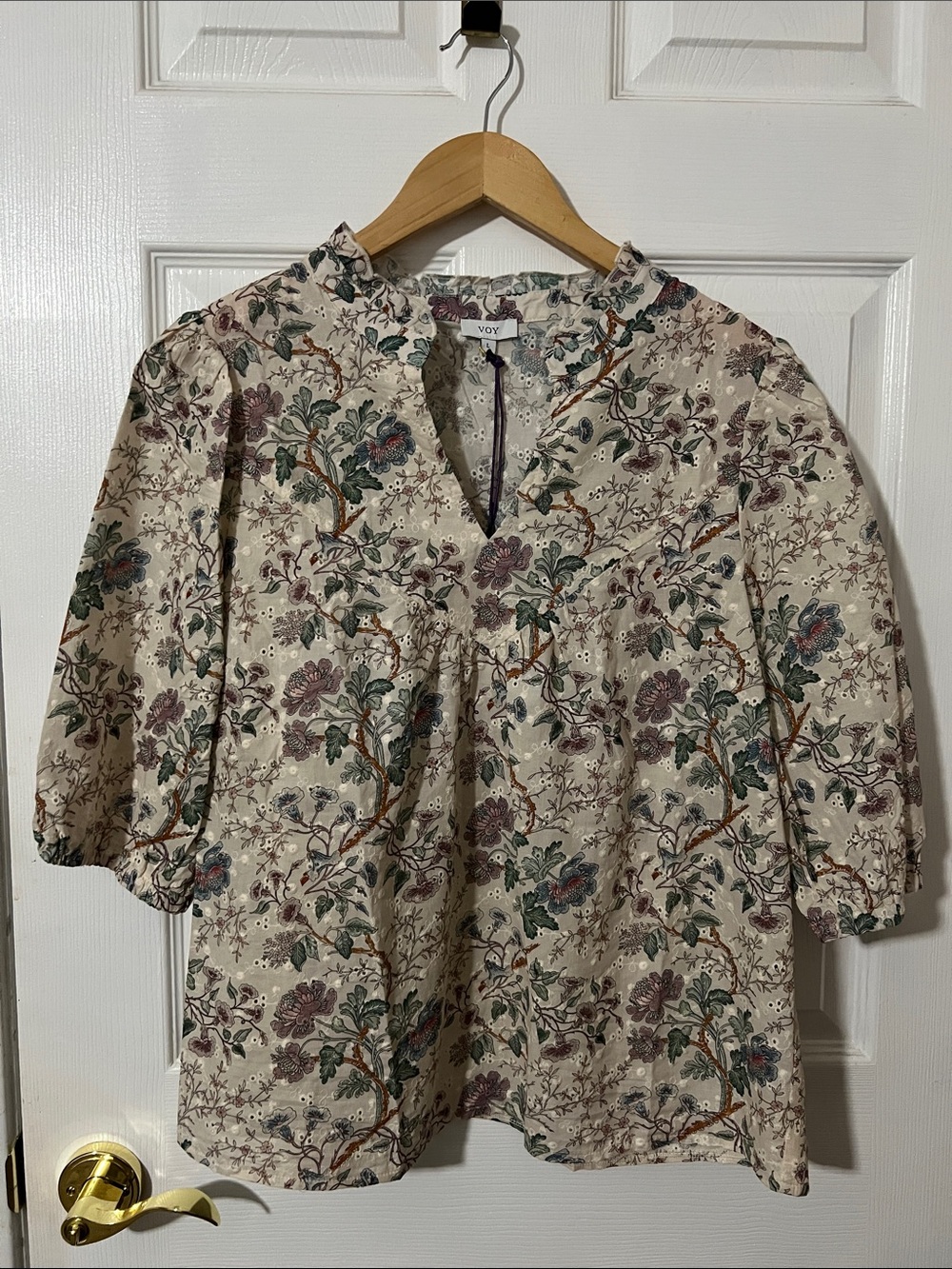 NWT Voy Floral Blouse Top Shirt Large